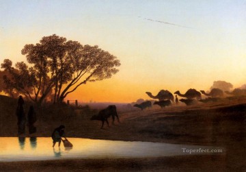 Charles Theodore Frere Painting - Sunset On The Nile scenery Charles Theodore Frere